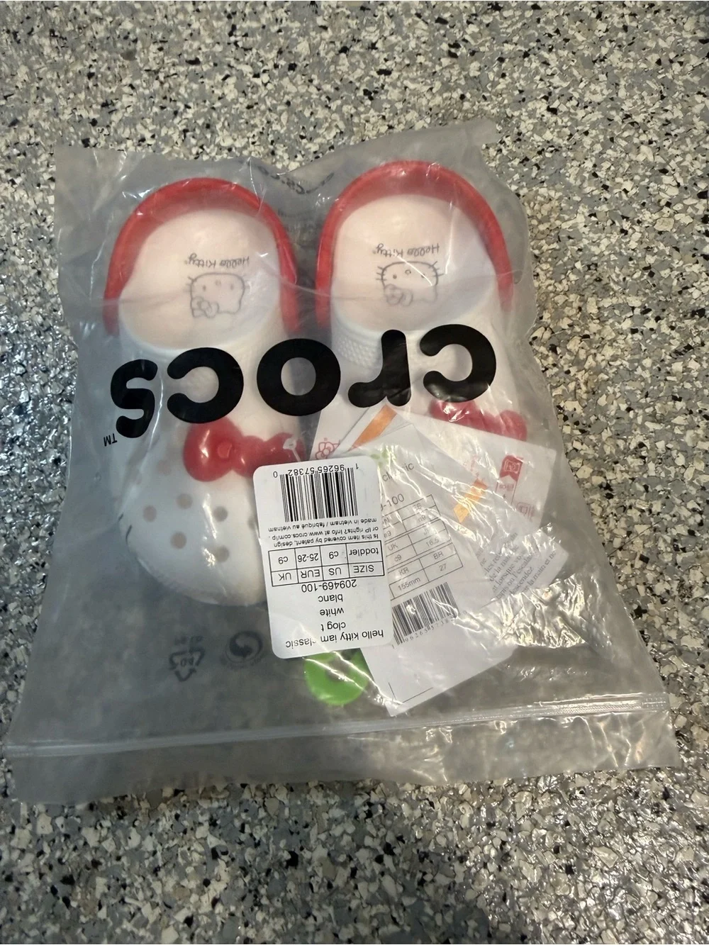 NWT Crocs x Hello Kitty White, Red & Blue Kids Clog Sandals Toddler 9c